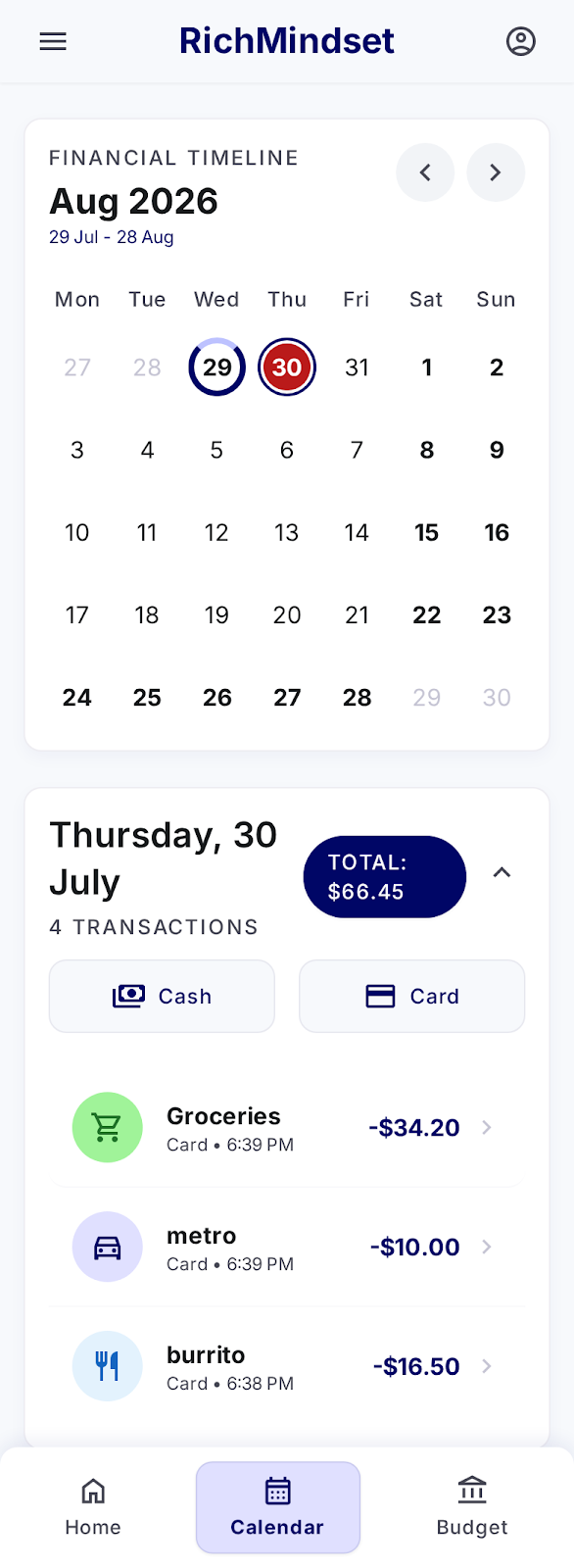 Calendar View